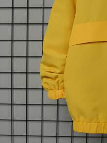 SHEIN Tween Boy Letter Patched Detail Half Zip Hooded Thermal Jacket - Yellow - View 4