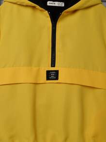 SHEIN Tween Boy Letter Patched Detail Half Zip Hooded Thermal Jacket - Yellow - View 6