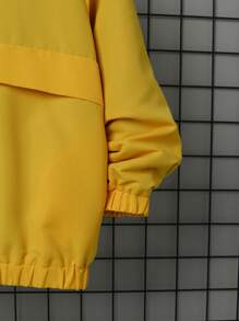 SHEIN Tween Boy Letter Patched Detail Half Zip Hooded Thermal Jacket - Yellow - View 7