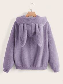 SHEIN EZwear 秋冬纯色3D耳朵设计泰迪熊连帽衫