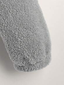 SHEIN EZwear Solid 3D Ear Design Teddy Hoodie In Fall/Winter