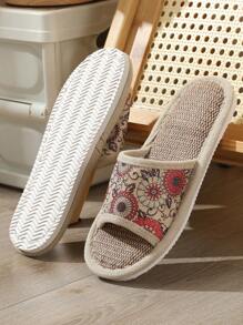 Women's Flax Slippers With Thick Sole For Indoors, Durable, Soft & Breathable For Spring, Summer, Autumn And Winter,Fur Slippers - Red - View 2