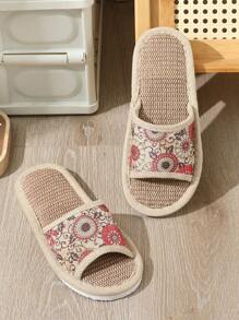 Women's Flax Slippers With Thick Sole For Indoors, Durable, Soft & Breathable For Spring, Summer, Autumn And Winter,Fur Slippers - Red - View 5