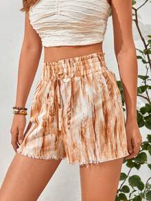 Soleia 紮染前打結紙袋腰短褲 - 彩色 - 查看 4