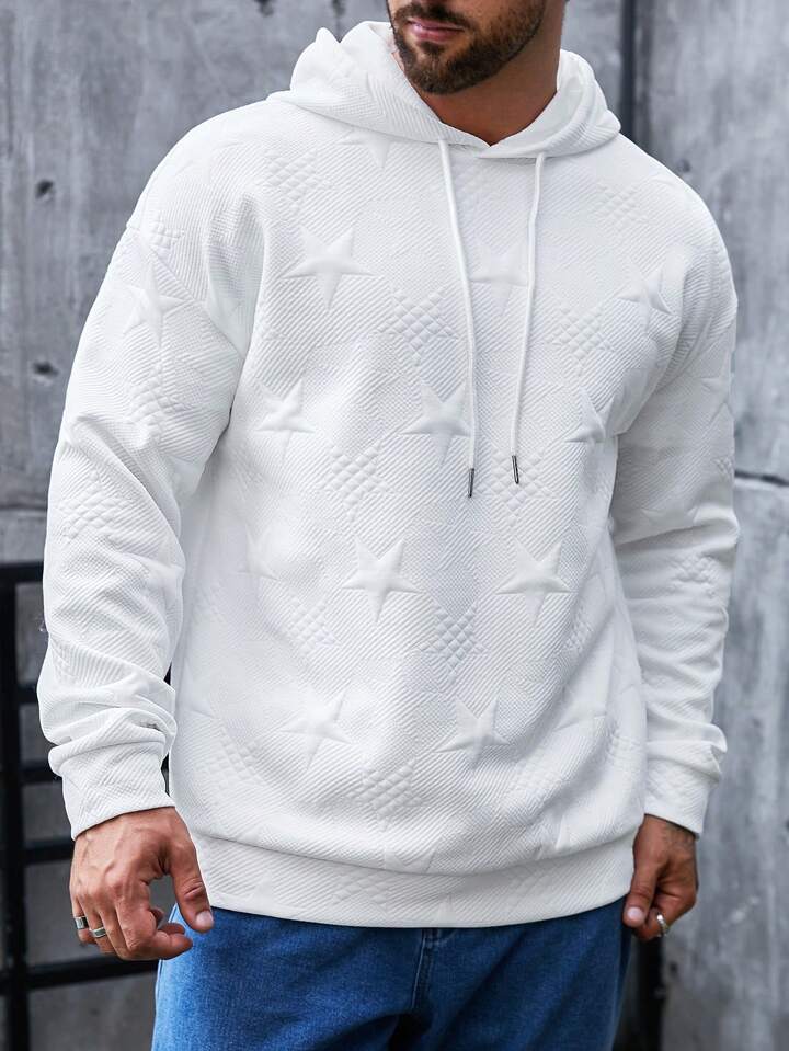 SHEIN Manfinity Hypemode Men Star Pattern Drawstring Hoodie | SHEIN