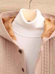 SHEIN Chaqueta casual holgada con cuello vuelto y bolsillos dobles, y bufanda de felpa a cuadros estilo teddy, conjunto de estilo callejero informal para niños, para otoño e invierno