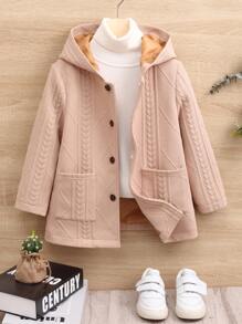 SHEIN Chaqueta casual holgada con cuello vuelto y bolsillos dobles, y bufanda de felpa a cuadros estilo teddy, conjunto de estilo callejero informal para niños, para otoño e invierno