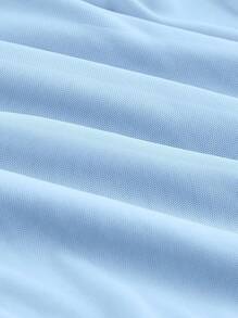 SHEIN MOD Solid Ruched Wrap Hem Cami Dress - Baby Blue - View 4