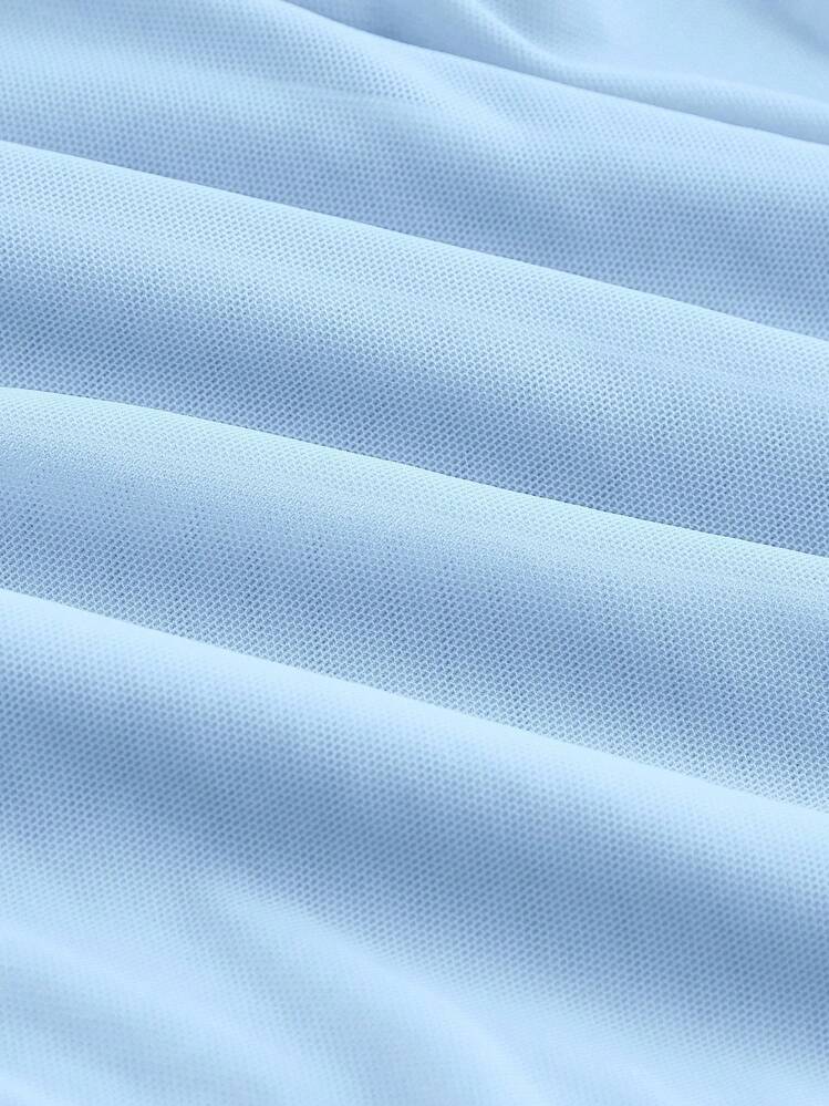 SHEIN MOD Solid Ruched Wrap Hem Cami Dress - Baby Blue - View 4