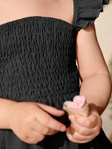 SHEIN 女嬰荷葉邊上身打攬娃娃裙 - 黑色 - 查看 6