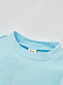 Cozy Pixies Baby Girl Mesh Ruffle Trim Ribbed Knit Tee - Baby Blue - View 5