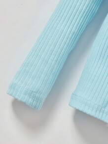 Cozy Pixies Baby Girl Mesh Ruffle Trim Ribbed Knit Tee - Baby Blue - View 7