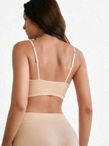Leisure Extremely Stretchy Seamless & Skin-Friendly No Padding Solid Bra-Nude - Apricot - View 2