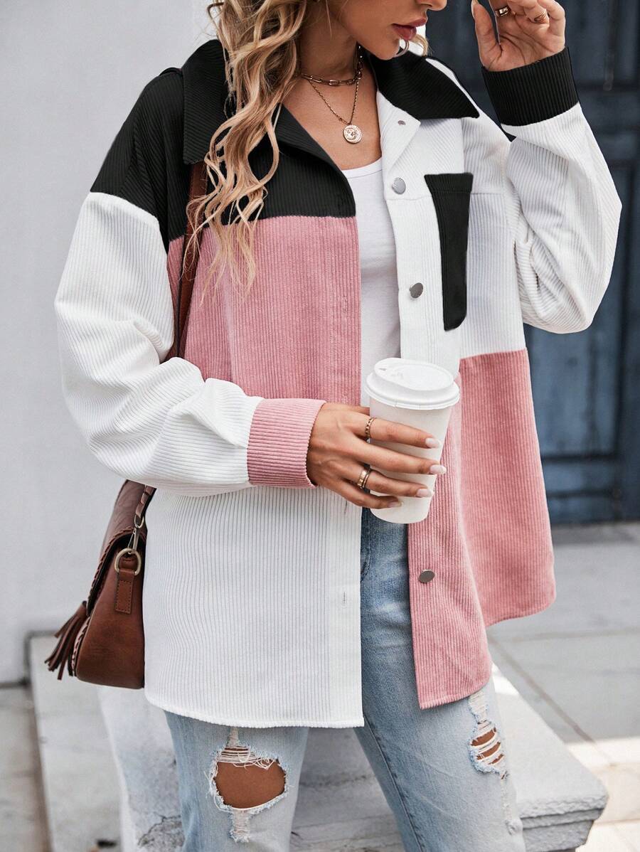 SHEIN LUNE Khối màu Thả vai Áo khoác vải nhung Không có Áo ba lỗ - Nhiều màu - Xem 1