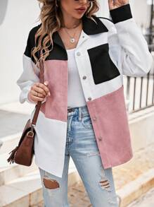 SHEIN LUNE Khối màu Thả vai Áo khoác vải nhung Không có Áo ba lỗ - Nhiều màu - Xem 3