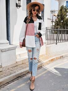 SHEIN LUNE Khối màu Thả vai Áo khoác vải nhung Không có Áo ba lỗ - Nhiều màu - Xem 4