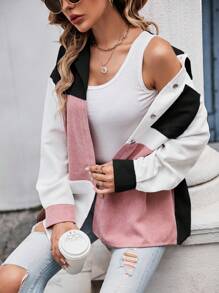 SHEIN LUNE Khối màu Thả vai Áo khoác vải nhung Không có Áo ba lỗ - Nhiều màu - Xem 6