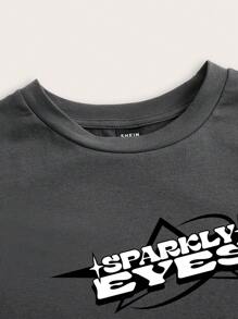 SHEIN EZwear Geo and Letter Graphic Tee