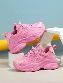 Sweet Pink Thick-Soled Chunky Shoes For Men And Women, Suitable For Casual Sports Walking - Baby Pink - View 2
