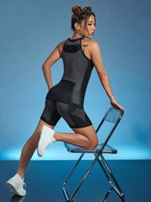 Gameset SHEIN Sport 撞色運動套裝 - 黑色 - 查看 6