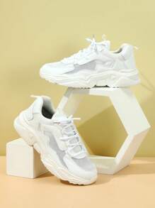 時尚中性白色爸爸鞋適用於休閒,運動和步行 - 白色 - 查看 3