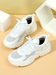 時尚中性白色爸爸鞋適用於休閒,運動和步行 - 白色 - 查看 4