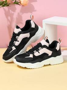 黑色&粉色的流行柔軟的&透氣爸爸鞋適合男人及女人,休閒運動步行鞋 - 彩色 - 查看 4