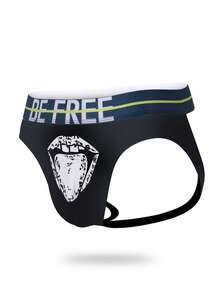 Extended Sizes Ropa interior sexy con cinta con letras para hombres - Negro - Ver 3