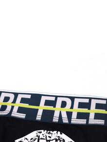 Extended Sizes Ropa interior sexy con cinta con letras para hombres - Negro - Ver 5