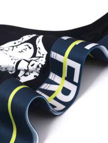 Extended Sizes Ropa interior sexy con cinta con letras para hombres - Negro - Ver 6