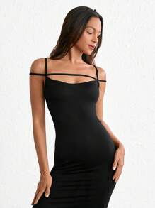 Ocili 素色吊帶睡裙 - 黑色 - 查看 3