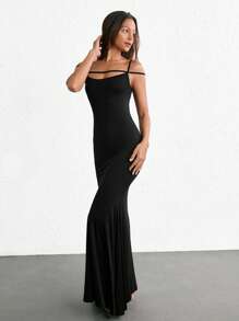 Ocili 素色吊帶睡裙 - 黑色 - 查看 4