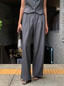 DAZY Button Front Waistcoat & Trousers - Dark Grey - View 5