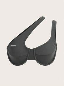 SHEIN ICON Top bustier de un hombro - Gris Oscuro - Ver 1