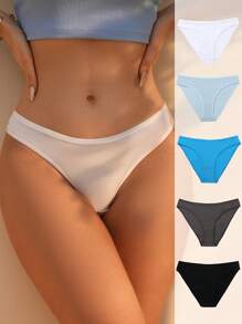 SHEIN 5pack Plain Simple Brief - Multicolor - View 3