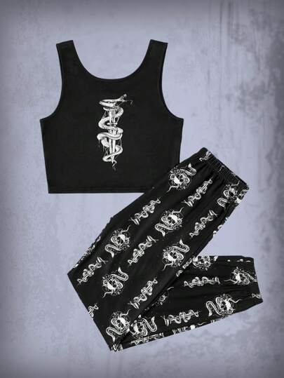 Goth Snake Graphic PJ Set