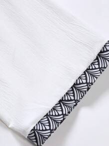 ROMWE MEN Guys Contrast Trim Drop Shoulder Kimono Without Tee - White - View 5