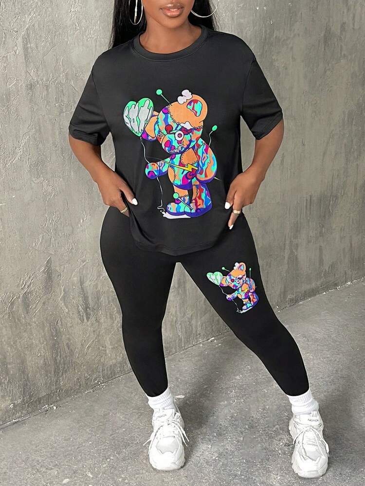 Cartoon Graphic Tee & Leggings