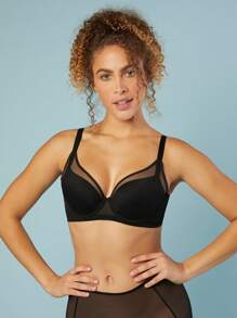LUVLETTE Full Coverage Unlined Mesh Bra - Black - View 10