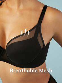 LUVLETTE Full Coverage Unlined Mesh Bra - Black - View 5