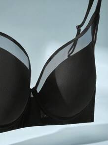 LUVLETTE Full Coverage Unlined Mesh Bra - Black - View 9