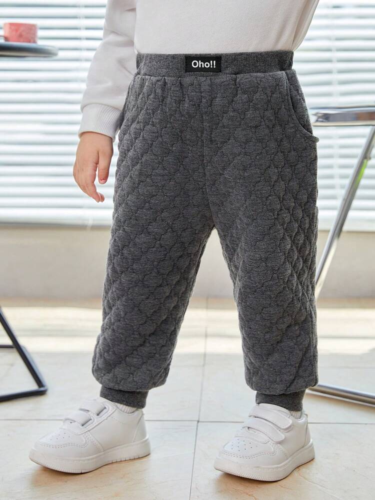 Baby Boys' Casual Diamond Pattern Elastic Waistband Long Pants