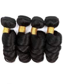 4pcs Loose Wave Human Hair Bundles Virgin Hair Extension 4 Bundles Hair Weave Double Weft Hair Weave Cheap Daily Use Natural Black Color
