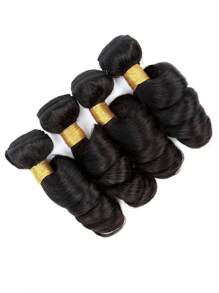 4pcs Loose Wave Human Hair Bundles Virgin Hair Extension 4 Bundles Hair Weave Double Weft Hair Weave Cheap Daily Use Natural Black Color