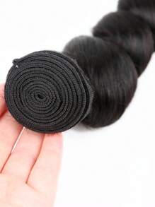 4pcs Loose Wave Human Hair Bundles Virgin Hair Extension 4 Bundles Hair Weave Double Weft Hair Weave Cheap Daily Use Natural Black Color