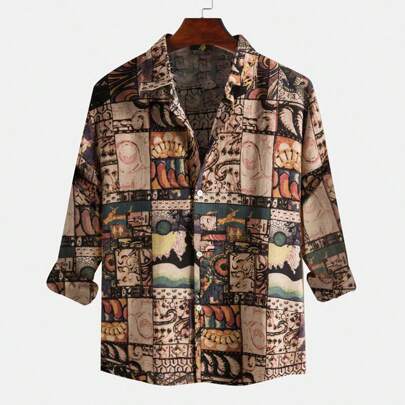 Men Patchwork Print…