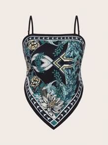 SHEIN LUNE Hơn In hoa Bandana Hem Cami ngọn - Nhiều màu - Xem 1