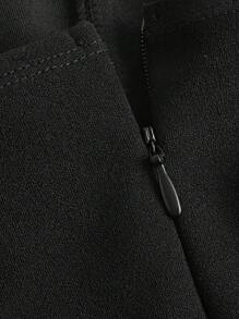 SHEIN MOD 一字肩前紐扣網紗覆蓋連衣裙 - 黑色 - 查看 3