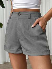 Muchica Roll Up Hem Wide Leg Shorts