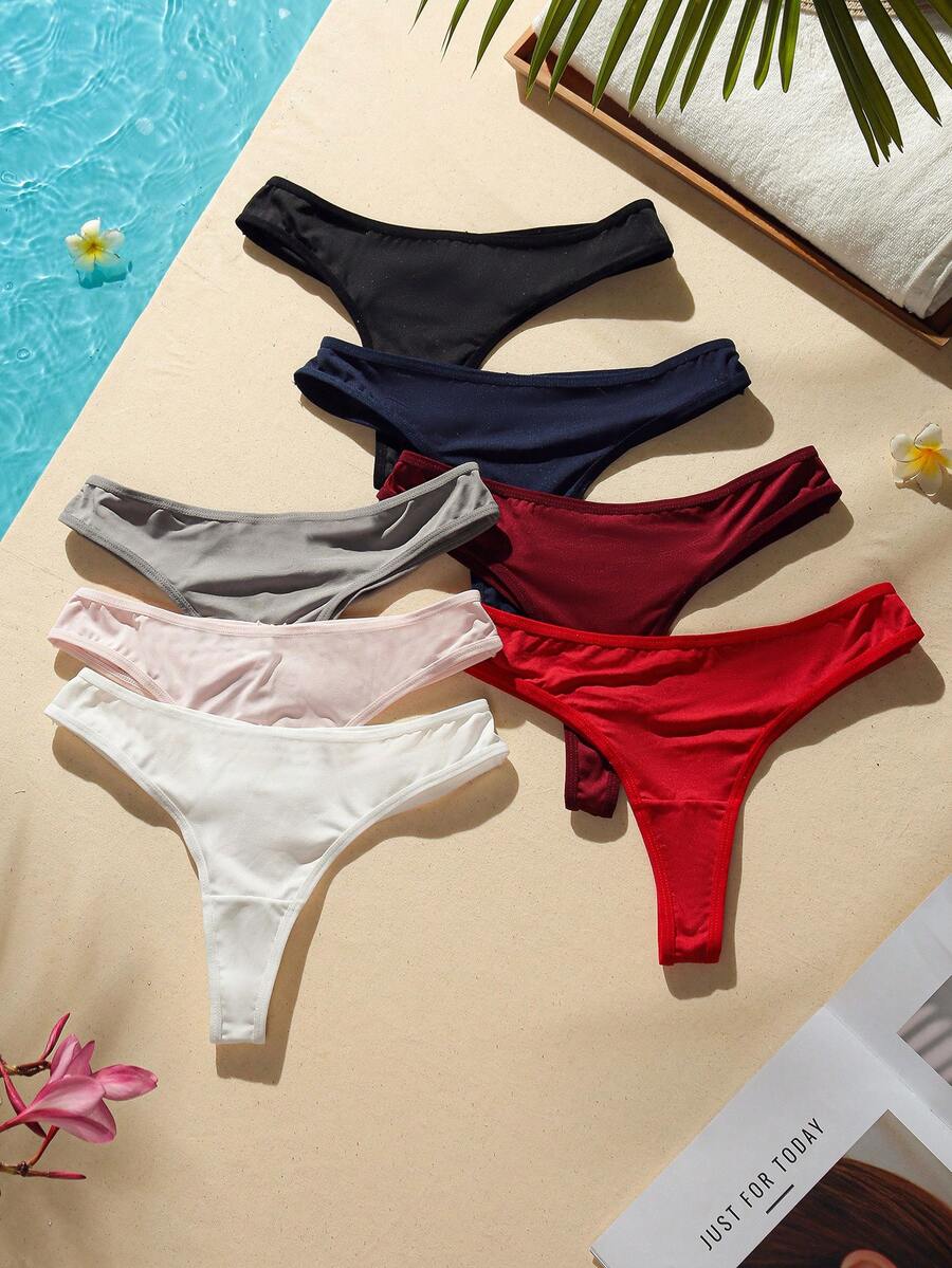 7 piezas Tanga unicolor - Multicolor - Ver 1